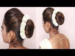 South Indian Wedding Guest Hairstyles Tamil Puff With Bun Hairstyles Puff Hairstyle Tricks Youtu Hair Puff Wedding Guest Hairstyles Indian Bun Hairstyles