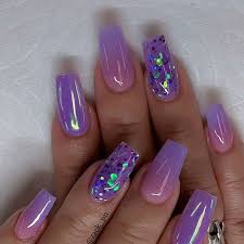 Coffin Light Purple And Silver Nails Nail And Manicure Trends Fiber gel rebalance with swarovski crystals. coffin light purple and silver nails