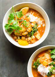 Moroccan Spiced Sweet Potato And Chickpea Stew Recipe Healthy Soup Recipes Stew Recipes Chickpea Stew