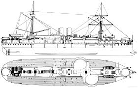 About 50 feet (15 m) of her length was a ram. Japanese Ironclad Ijn Chin Yen 1881