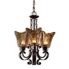 Uttermost Vetraio 3 Light Chandelier In An Oil Rubbed Bronze Finish With Amber Glass Shades Concord Lamp And Shade