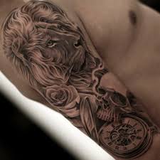 Half sleeve tattoos need not cover up the entire portion. Wow Half Sleeve Tattoo For Men Lion Clock Idea By Juncha Half Sleeve Tattoo Half Sleeve Tattoos For Guys Tattoo Sleeve Men