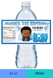 20 The Boss Baby Birthday Party Favors Water Bottle Labels African American Party Favors Baby Birthday Baby Birthday Party Baby Birthday Party Boy