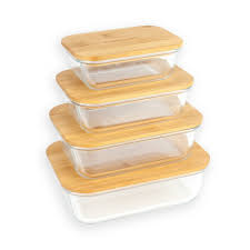 Lids made of bamboo, an easily renewable resource. Cuisinart Glass Containers With Bamboo Lids 8 Piece Rectangle Glass Food Storage Containers With Lids Set Food Containers Keep Food Fresh Perfect For Meal Prep And Kitchen Storage Organization