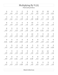 The Multiplying 1 To 12 By 9 A Math Worksheet From The Multiplicatio Math Multiplication Worksheets Multiplication Facts Worksheets Multiplication Worksheets