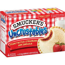 Smucker S Uncrustables Peanut Butter Strawberry Jam Sandwich 4 Count Walmart Com Smuckers Uncrustables Smuckers Jam Sandwiches