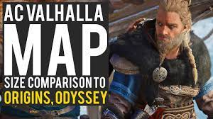 Assassins Creed Valhalla Map Size Comparison To Origins Odyssey Youtube