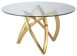 Poplar solids and engineered faux anigre veneers. Martina Dining Table 60 Round Glass Top Brushed Gold Base Contemporary Dining Tables By Ebpeters Hgtb526 Houzz