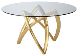 Based in italy, we ship world wide. Martina Dining Table 60 Round Glass Top Brushed Gold Base Contemporary Dining Tables By Ebpeters Hgtb526 Houzz