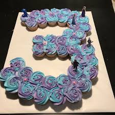 33rd Birthday Birthday Cake Ideas For 33 Year Old Woman Frozen 3 Cupcake Cake For A Third Birthday With Purple And Blue Two Toned Icing Frozen Cak Frozen Birthday Cupcakes Frozen Birthday Party Cake Frozen Birthday