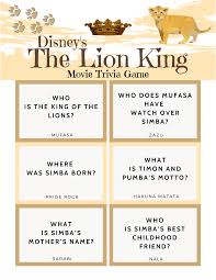Among these were the spu. The Lion King Movie Trivia Quiz Free Printable The Life Of Spicers
