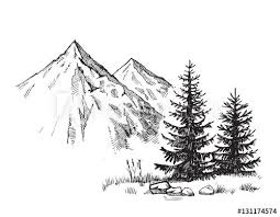 Mountain Landscape Vector Adobe Stock Landscape Drawings Mountain Landscape Painting Mountain Drawing