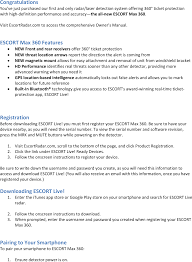 The escort max 360 features front and rear antennas that scan rapidly in all directions, taking advantage of the. M6 Radar Detector User Manual Quick Reference Guide With Fcc Statement Escort Orporated