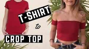 Flip the sweatshirt right side out and try it on. Diy Off The Shoulder Crop Top From A T Shirt Clothing Hack Owlipop Youtube
