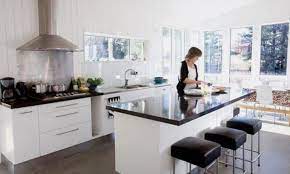 A fabulous way to add light to a dark colour scheme is to contrast your finishes: Suspended Medium Kitchen Island Without Sink Kitchen Design Kitchen Island With Sink