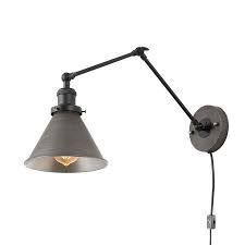 Find swing arm wall lamps at lowe's today. Lnc 9 1 In H On Off Switch Brushed Silver Swing Arm Modern Metal Shade Lowes Com Wall Lamps Bedroom Plug In Wall Lamp Swing Arm Wall Lamps