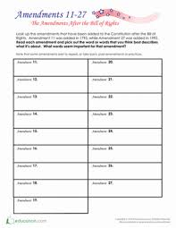 Amendments 11 27 Worksheet Education Com Social Studies Worksheets Civics Teaching Government