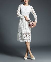 kaimilan white lace long sleeve layered midi dress zulily