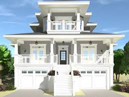 A more modern two story house plan features its master bedroom on the main level, while the kid/guest rooms remain upstairs. 052h 0133 Two Story House Plan Designed For A Coastal View 3501 Sf Coastal House Plans Beach House Exterior Beach House Plans