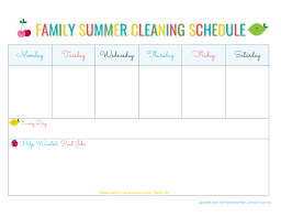 family summer cleaning schedule free printable the