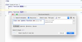 This kind of inner function does not do what you probably expect. Structural Search And Replace Phpstorm