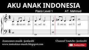Not Balok Aku Anak Indonesia Tutorial Piano Grade 1 Pencipta At Mahmud Youtube