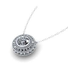 Halo Necklace Ctw Bezel Set Diamond Halo Necklace In Palladium Linkedgem Com Diamond Pendant Diamond Solitaire Necklace Bezel Set Diamond
