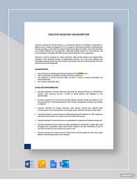 Be sure to influx some keywords from the job description which will further help. Free Executive Secretary Job Description Template Google Docs Word Apple Pages Template Net Job Description Template Job Description Clerk Jobs