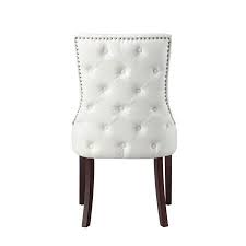 Annabelle Cream Linen Dining Chair Set Of 2 Back Tufted Nailhead Trim Finish Walmart Com In 2020 Linen Dining Chairs Leather Dining Chairs Dining Chairs