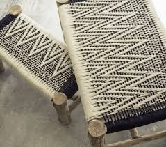 Caravane Yuka Banc Tresse En Coton Et Structure En Bois D Eucalyptus Chaise Tissu Meubles Faits Main Deco