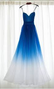 Elegant Spaghetti Blue Gradient Prom Dress Chiffon Prom Dress Gradient Party Gowns New Style Evening Dresses Ombre Bridesmaid Dresses Prom Dresses Blue Ombre Prom Dresses