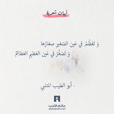 وتعظم في عين الصغير صغارها أبو الطيب المتنبي عالم الأدب words quotes wonder quotes wisdom quotes life