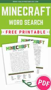 minecraft word search fun loving families