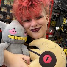 the Luna-Tone for this post psychic Pokemon!! George in our birmingham  branch is head over heels for his Baynette and Lunatone plush! He wants to  be the very best phsychic pokemon trainer,