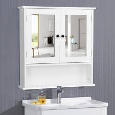 Brown travertine stone tiles run along this modern bathroom's walls and floors. Topeakmart Wooden Wall Mount Bathroom Wall Cabinet With Double Mirror Doors Adjustable Shelf White Walmart Com Walmart Com