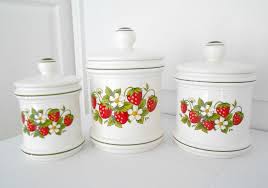 canisters strawberry kitchen decor set