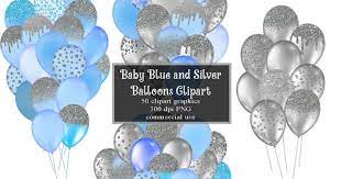 Baby Blue And Silver Balloons Clipart Glitter Balloon Png Etsy Clip Art Glitter Balloons Balloon Clipart