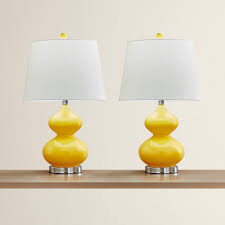 The plastic base seems to pour out of the linen shade just like a can of spilled paint. Yellow Table Lamps You Ll Love In 2021 Wayfair