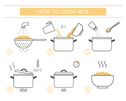 Instructions For The Preparation Of Food. Steps How To Cook Rice. 3347498  Vector Art At Vecteezy