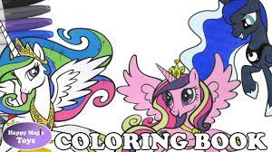 Princess celestia called queen celestia in one comic and early development is an alicorn pony the former co ruler of equestria alongside her younger sister princess luna and the adoptive aunt of princess cadance. Mlp Coloring Book Page Compilation Princess Celestia Luna Cadance My Little Pony Colouring Pages Youtube