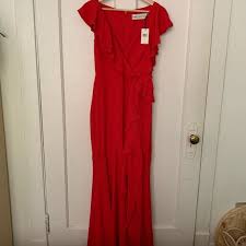 Fame And Partners Red Dress With Ruffles Nwt