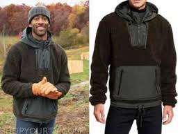 American eagle sherpa fleece hoodie sweatshirt mens small long sleeve colorblocktop rated seller. The Bachelor Season 25 Episode 5 Matt James S Olive Green Sherpa Sweater Hoodie Shop Your Tv