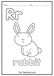 R Is For Rabbit Art And Craft The Teaching Aunt Kindergarten Worksheets Rabbit Art Alphabet Coloring Pages