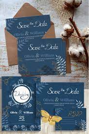 Blue Gold Wedding Invitation Cards 971140 Card And Invites Design Bundles Wedding Invitation Cards Gold Wedding Invitations Wedding Invitation Card Template