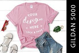 Download Light Pink Gildan 5000 T Shirt Mockup Graphic By Lockandpage Creative Fabrica