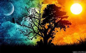 Night And Day Tree Silhouette Art Day For Night Painting
