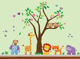 Babyzimmer Wandgestaltung 15 Wanddeko Ideen Mit Tieren Kindergarten Wandtattoos Kinder Zimmer Babyzimmer Wandgestaltung