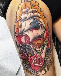 Insanely Fun One Shot Geisha On Inner Thigh On An Absolute Gem Of A Client Thanks For Sitting So Well More Neo Traditional Tattoo Thighs Traditional Tattoo