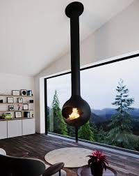Zen Suspended Occio Wood Fireplace - HAUS Collective