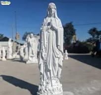 Cemetery Memorial Sculpture White Virgin Mary Marble Statue for Grave